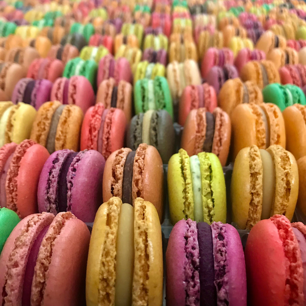 12 lucky dip macarons from Hilton Macarons, you will not get more than two of any given flavour in the box. Buy macarons online with free next day courier delivery