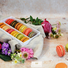 Load image into Gallery viewer, Hilton Macarons - Box of 12 Classic Macarons. Order on line for free next day courier delivery anywhere in UK