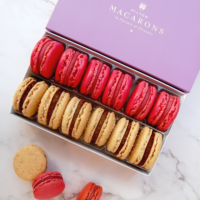 Hilton Macarons - Box of 12 Two Flavour Macarons. Buy online for delivery anywhere in UK